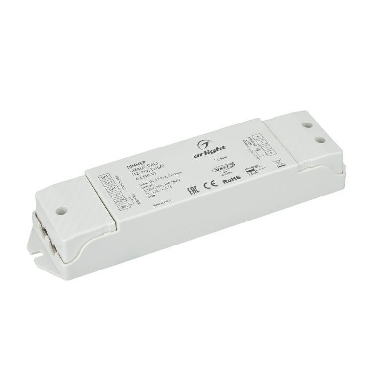 Диммер SMART-DALI 12-24В 1х15А IP20 пластик Arlight 028420 Диммер SMART-DALI 12-24В 1х15А IP20 пластик Arlight 028420