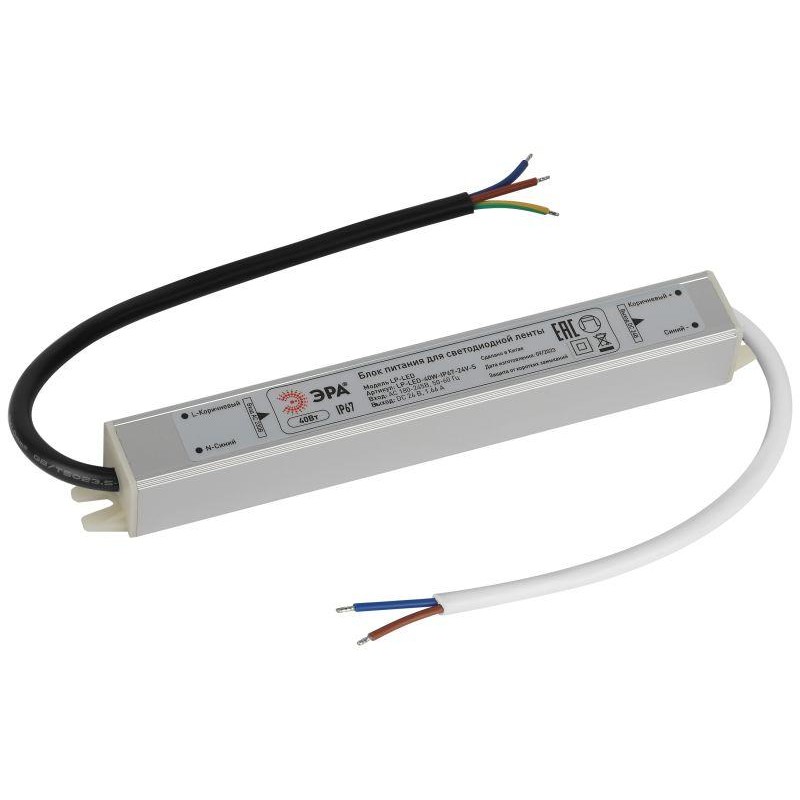 Блок питания для светодиодной ленты LP-LED 40Вт IP67 24В Slim Эра Б0061143 Блок питания для светодиодной ленты LP-LED 40Вт IP67 24В Slim Эра Б0061143