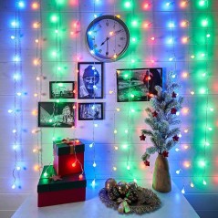 Гирлянда светодиодная "Светодиодный Дождь" 1.5х1.5м 144LED мультиколор 12Вт 230В IP20 с насадками шарики свечение с динамикой пр