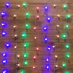 Гирлянда светодиодная "Светодиодный Дождь" 1.5х1.5м 144LED мультиколор 12Вт 230В IP20 с насадками шарики свечение с динамикой пр
