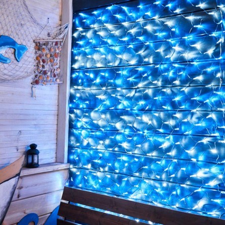 Гирлянда светодиодная "Сеть" 2х1.5м 288LED бел./син. 24Вт 220-240В IP65 с контроллером 8 режимов провод ПВХ черн. Neon-Night 215