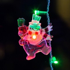 Фигура светодиодная "Снеговик с подарком" 75х90х10мм 1LED RGB 0.1Вт 4.5В IP20 на присоске элементы питания 2хCR2032 (в компл.) N