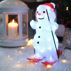 Фигура светодиодная акриловая "Снеговик на лыжах" 16х20х29см 30LED 1Вт IP20 элементы питания 3хAA (не в компл.) Neon-Night 513-3
