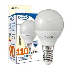 Лампа светодиодная P45 12Вт 4000К Е14 1080лм 230В шар IONICH 1628