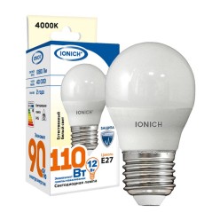 Лампа светодиодная G45 12Вт 4000К Е27 1080лм 230В шар IONICH 1814