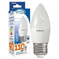 Лампа светодиодная C37 12Вт 6500К Е27 230В свеча IONICH 1909