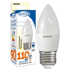 Лампа светодиодная C37 12Вт 4000К Е27 230В свеча IONICH 1910