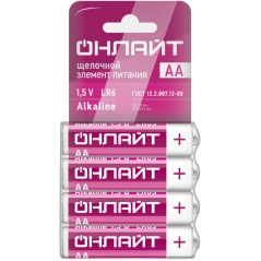 Элемент питания алкалиновый 90 638 OBT-02 (LR6-SHBP4) (уп.4 шт.) ОНЛАЙТ 90638