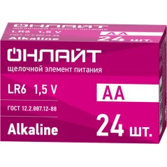 Элемент питания алкалиновый 90 635 OBT-ALK-LR6-BOX24 (бокс 24 шт.) ОНЛАЙТ 90635