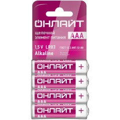 Элемент питания алкалиновый 90 634 OBT-01 (LR03-SHBP4) (уп.4 шт.) ОНЛАЙТ 90634