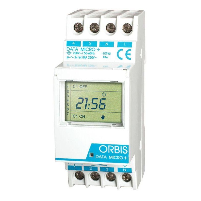 Реле времени цифровое DATA MICRO 2+2 канала ORBIS OB171912N Реле времени цифровое DATA MICRO 2+2 канала ORBIS OB171912N