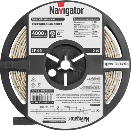 Лента светодиодная 71 401 NLS-3528W60-4.8 IP65 12B R5 4.8Вт/м (уп.5м) Navigator 71401