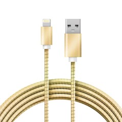 Кабель USB-A - Lightning 2.4А 1м зол. метал. оплетка Rexant 18-4252
