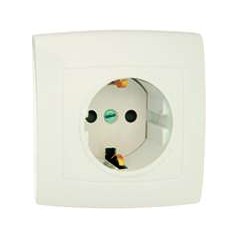 Розетка 1-м СП Елизавета РС16-236 16А IP20 с заземл. защ. шторки бел. Кунцево 6419