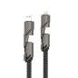 Кабель 4в1 USB-А - Type-C Lightning - Type-C 60Вт 1м черн. оплетка Rexant 18-1128 Кабель 4в1 USB-А - Type-C Lightning - Type-C 60Вт 1м черн. оплетка Rexant 18-1128