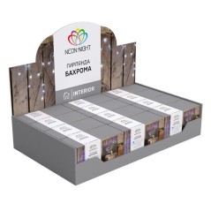 Гирлянда светодиодная "Айсикл" (бахрома) 1.8х0.5м 48LED син. 4.1Вт 230В IP20 провод прозр. Neon-Night 255-013