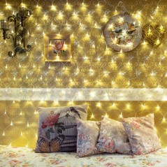 Гирлянда светодиодная "Сеть" 1.8х1.5м 180LED тепл. бел. 15Вт IP20 провод ПВХ прозр. Neon-Night 215-136