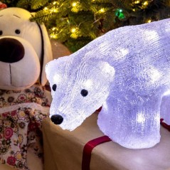 Фигура светодиодная акриловая "Медведь" 34.5х12х17см 24LED бел. 1Вт 4.5В IP20 элементы питания 3хAA (не в компл.) Neon-Night 513