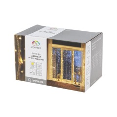 Гирлянда светодиодная "Светодиодный Дождь" 3х2м 240LED тепл. бел. 25Вт 230В IP20 эффект водопада провод прозр. Neon-Night 235-00