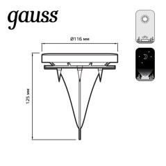 Светильник грунтовый Solar 4000К IP44 на солнечн. батареях GAUSS GS001
