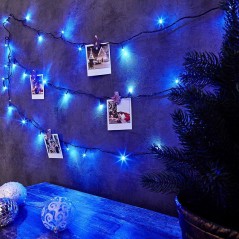 Гирлянда светодиодная "Твинкл Лайт" 6м 40LED син. 5.1Вт 220-240В IP20 с контроллером 8 режимов провод ПВХ темн. зел. Neon-Night 