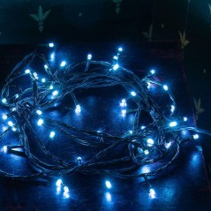 Гирлянда светодиодная "Твинкл Лайт" 6м 40LED син. 5.1Вт 220-240В IP20 с контроллером 8 режимов провод ПВХ темн. зел. Neon-Night 