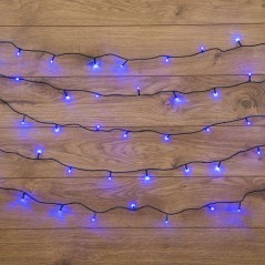 Гирлянда светодиодная "Твинкл Лайт" 6м 40LED син. 5.1Вт 220-240В IP20 с контроллером 8 режимов провод ПВХ темн. зел. Neon-Night 