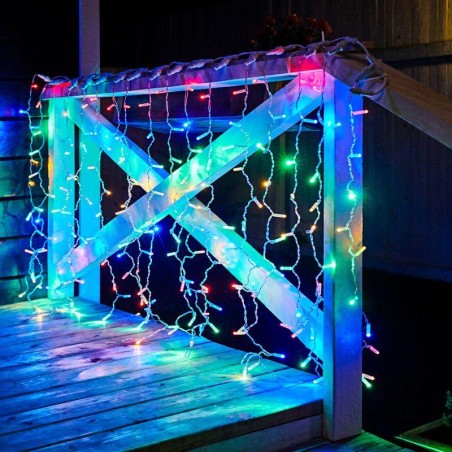 Гирлянда светодиодная "Светодиодный Дождь" 2х1.5м 192LED RGB мультиколор 28Вт 230В IP65 постоян. свечение провод силикон. прозр.