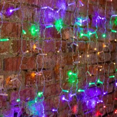 Гирлянда светодиодная "Светодиодный Дождь" 2х1.5м 192LED RGB мультиколор 28Вт 230В IP65 постоян. свечение провод силикон. прозр.