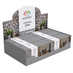 Гирлянда светодиодная "Сеть" 1.5х1.5м 150LED мультиколор 12Вт 220-240В IP20 с контроллером 8 режимов провод ПВХ прозр. Neon-Nigh