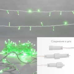 Гирлянда светодиодная "Нить" 10м 100LED зел. 12Вт 24В IP65 эффект мерцания провод ПВХ прозр. Neon-Night 305-254