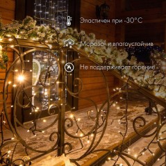 Гирлянда светодиодная "Нить" 10м 100LED зел. 12Вт 24В IP65 эффект мерцания провод ПВХ прозр. Neon-Night 305-254