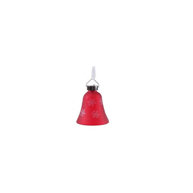 Игрушка на елку "Колокольчик" GM3307-36 8х8х9см красн. прозр. стекло с орнаментом, красн. светодиод на батарейках 3XLR44 (уп.6шт