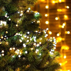 Гирлянда светодиодная "Мишура LED" 3м 288LED бел./тепл. бел. 18Вт 220-240В IP20 провод ПВХ темн. зел. Neon-Night 303-608