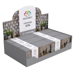 Гирлянда светодиодная "Сеть" 1.5х1.5м 150LED бел. 12Вт 220-240В IP20 с контроллером 8 режимов провод ПВХ прозр. Neon-Night 215-1