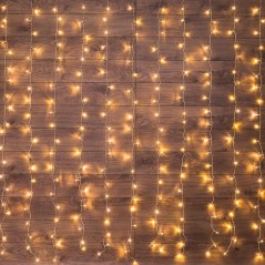 Гирлянда светодиодная "Светодиодный Дождь" 3х2м 240LED тепл. бел. 12Вт 230В IP20 свечение с динамикой провод прозр. Neon-Night 2