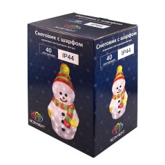 Фигура светодиодная акриловая "Снеговик с шарфом" 30см 40LED 2Вт 24В IP65 понижающ. трансф. в компл. бел. Neon-Night 513-275