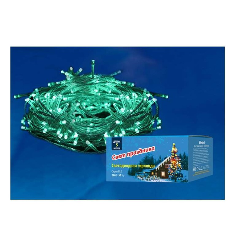 Гирлянда светодиодная ULD-S0500-050/DTA GREEN IP20 5м с контроллером 50 светодиодов зел. провод прозр. Uniel UL-00005760 Гирлянда светодиодная ULD-S0500-050/DTA GREEN IP20 5м с контроллером 50 светодиодов зел. провод прозр. Uniel UL-00005760