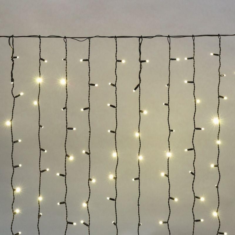 Гирлянда светодиодная "Светодиодный Дождь" 2х1.5м 360LED тепл. бел. 23Вт 230В IP65 постоян. свечение провод черн. (нужен шнур пи