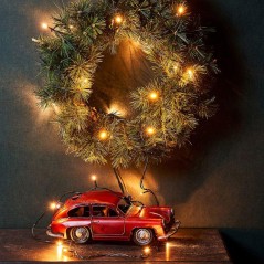 Гирлянда светодиодная "Твинкл Лайт" 4м 25LED тепл. бел. 4.8Вт 220-240В IP20 с контроллером 8 режимов провод ПВХ темн. зел. Neon-