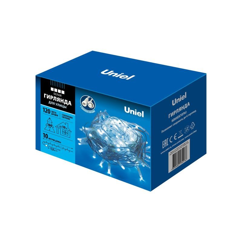 Гирлянда LED со статическим свечением ULD-S1000-120/SWK WHITE IP67 10м соедин. 120 диодов бел. свет провод бел. Uniel UL-0000720 Гирлянда LED со статическим свечением ULD-S1000-120/SWK WHITE IP67 10м соедин. 120 диодов бел. свет провод бел. Uniel UL-0000720