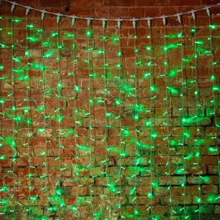 Гирлянда светодиодная "Светодиодный Дождь" 2х1.5м 360LED зел. 23Вт 230В IP65 постоян. свечение провод прозр. Neon-Night 235-304