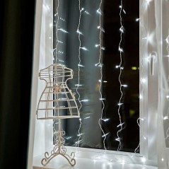 Гирлянда светодиодная "Светодиодный Дождь" 1.5х1.5м LED бел. свечение с динамикой провод прозр. 230В Neon-Night 235-015