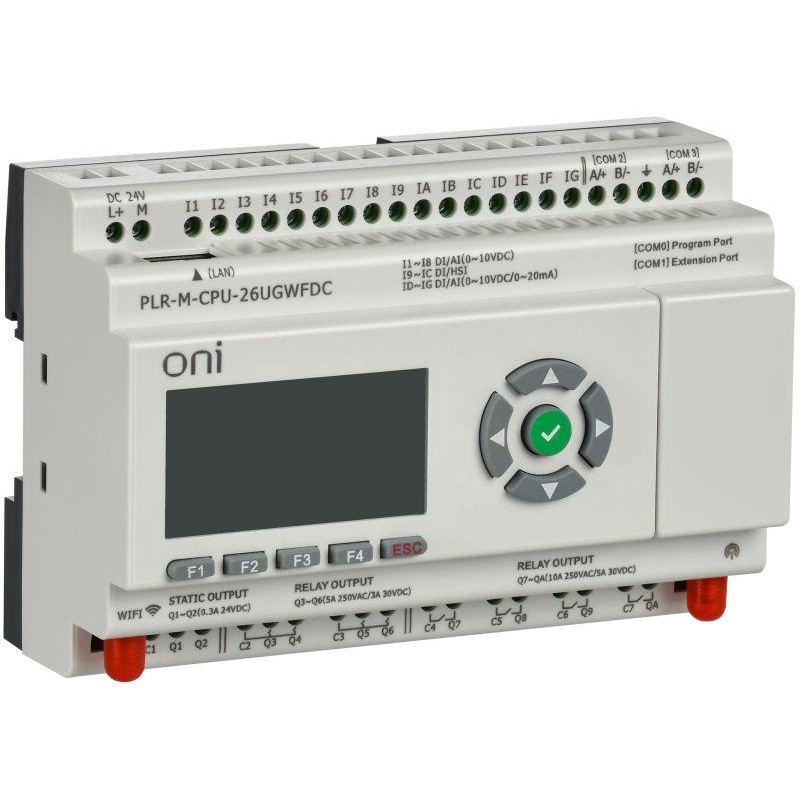 Контроллер программируемый логический (микро ПЛК) PLR-M. CPU WiFi GSM DI16/DO08(R)/02(T) 24В DC ONI PLR-M-CPU-26UGWFDC Контроллер программируемый логический (микро ПЛК) PLR-M. CPU WiFi GSM DI16/DO08(R)/02(T) 24В DC ONI PLR-M-CPU-26UGWFDC