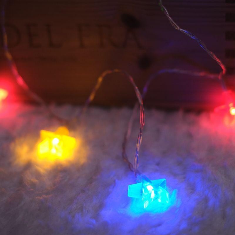 Гирлянда светодиодная "Звездочки" 1.5м 10LED мультиколор 0.1Вт IP20 провод ПВХ прозр. элементы питания 2хAA (не в компл.) Neon-N