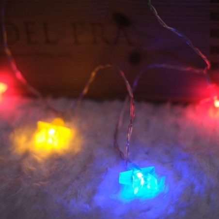 Гирлянда светодиодная "Звездочки" 1.5м 10LED мультиколор 0.1Вт IP20 провод ПВХ прозр. элементы питания 2хAA (не в компл.) Neon-N