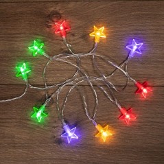 Гирлянда светодиодная "Звездочки" 1.5м 10LED мультиколор 0.1Вт IP20 провод ПВХ прозр. элементы питания 2хAA (не в компл.) Neon-N