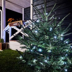 Гирлянда светодиодная "Твинкл Лайт" 10м 100LED бел. 10Вт 220-240В IP65 с контроллером 8 режимов провод ПВХ черн. Neon-Night 303-