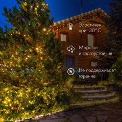 Гирлянда светодиодная "Нить" 10м 100LED тепл. бел. 10Вт 230В IP65 постоян. свечение провод ПВХ черн. (нужен шнур питания 303-500