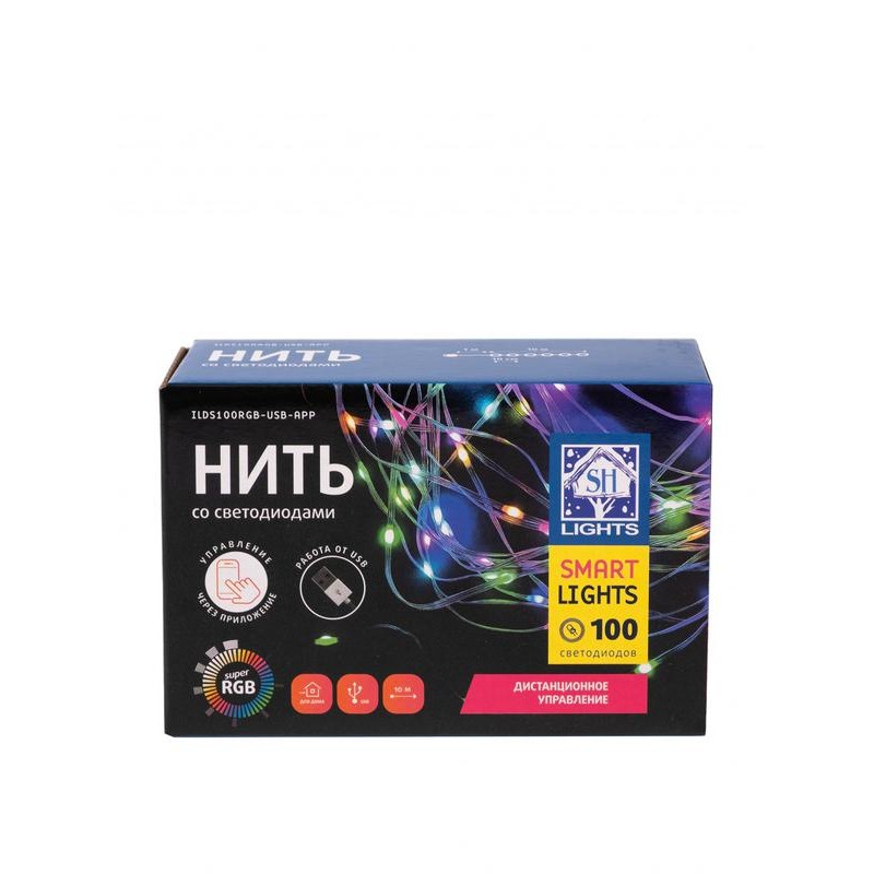 Гирлянда "Нить" ILDS100RGB-USB-APP LED RGB 10м с USB разъемом IP20 SHLights 4690601052735 Гирлянда "Нить" ILDS100RGB-USB-APP LED RGB 10м с USB разъемом IP20 SHLights 4690601052735